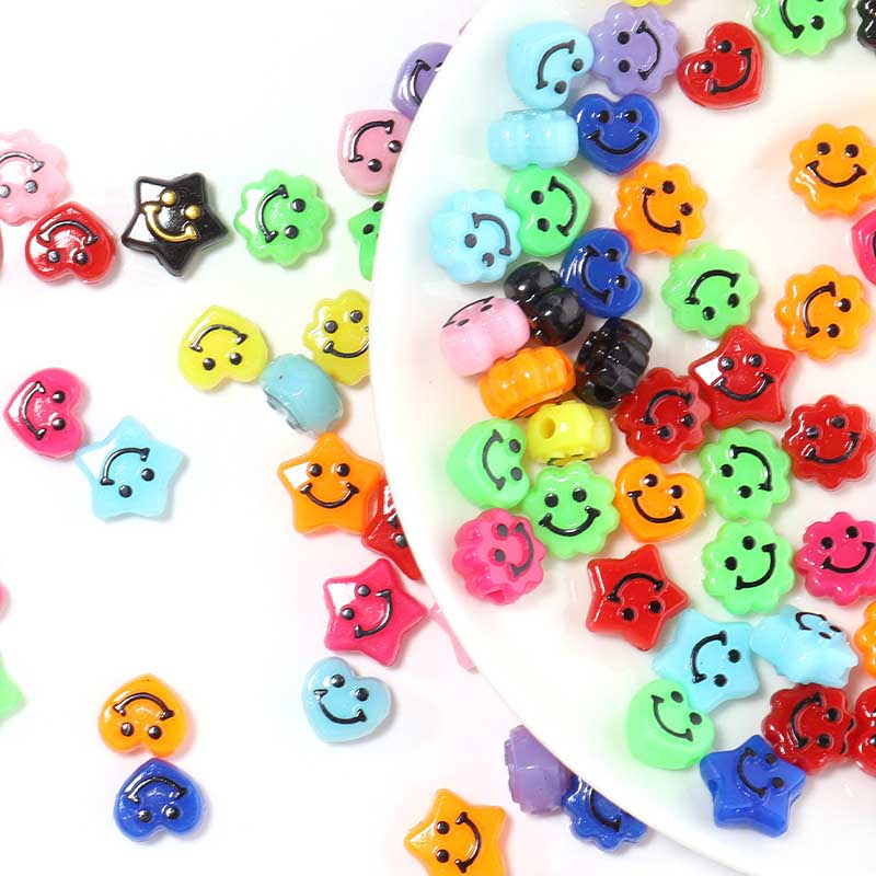 Fiasrel 50pcs Smiling face expression bead