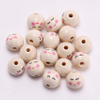 Fiasrel 100pcs 20mm Three-color smiley face wooden beads