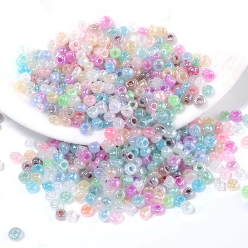 Fiasrel 2-4mm Cream-Colored Glass Seed Beads - 450g Pack of Candy-Colored 