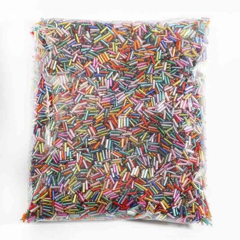 Fiasrel 2×7mm Silver-Lined Glass Tube Beads