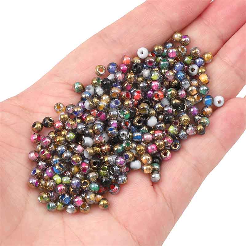 Fiasrel 4mm Gradient Gold-Colored Glass Seed Beads - Round Shiny Beads