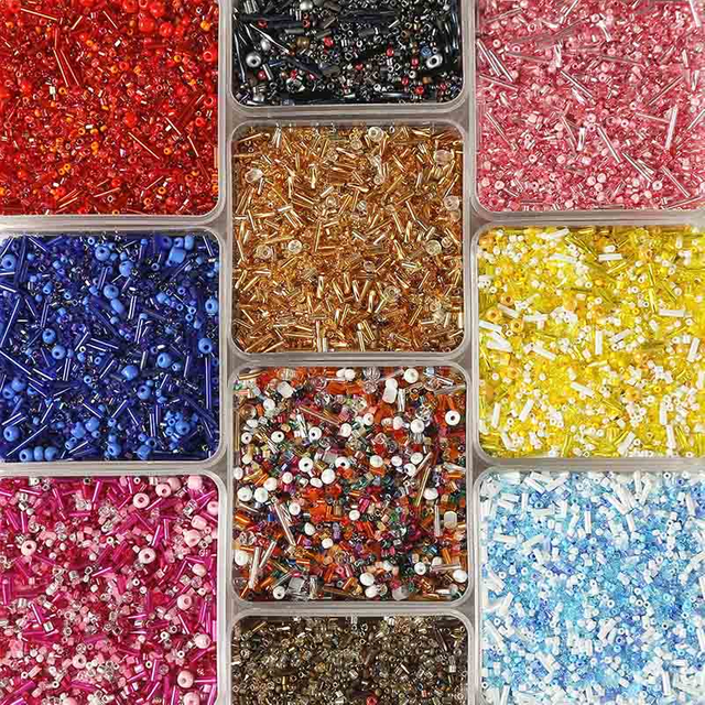 Fiasrel Colored Glass Tube Seed Beads Loose 