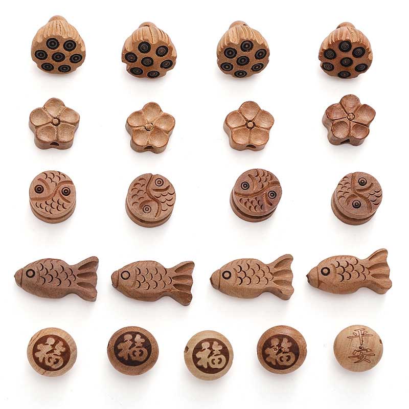 Fiasrel Natural chicken wing wood beads, round beads, bucket beads