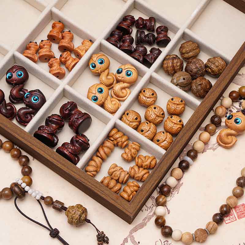 Fiasrel Wooden loose beads of the zodiac snake string