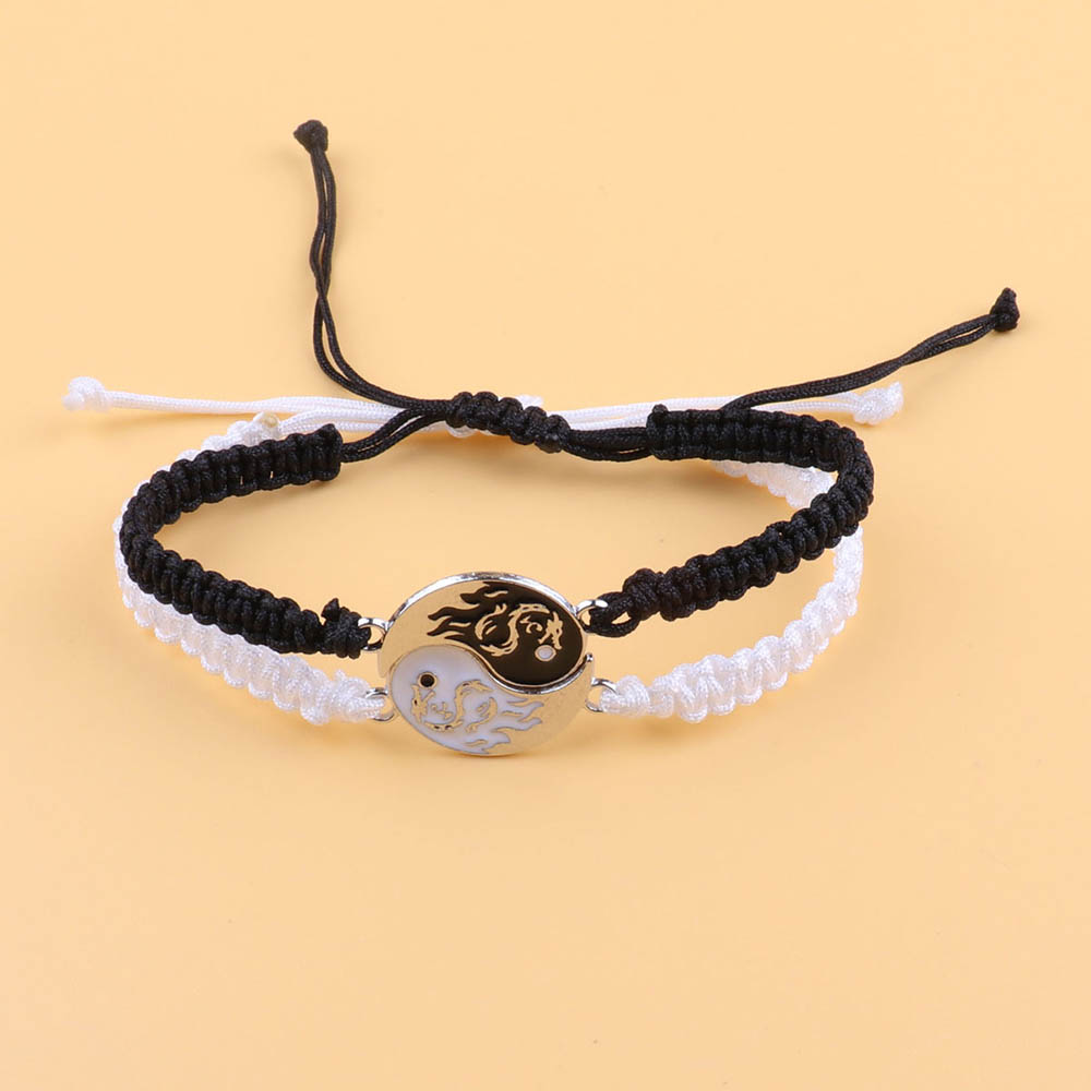 Fiasrel 5pcs Black and white simple Tai Chi Bagua bracelet
