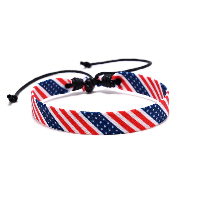 Fiasrel 2pcs National flag fabric woven bracelet