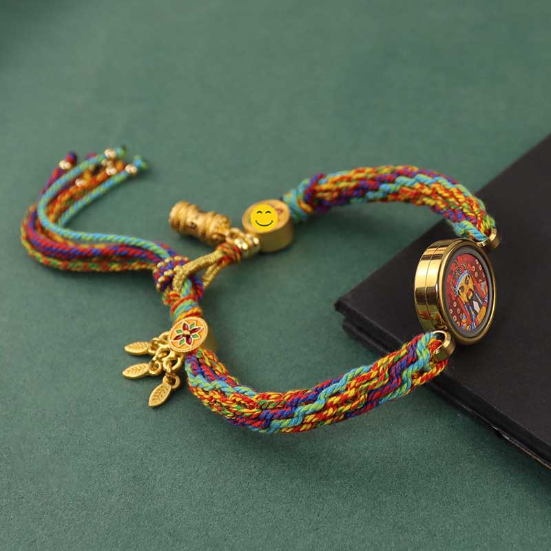 Fiasrel Tibetan-style multicolored cotton thread wristband
