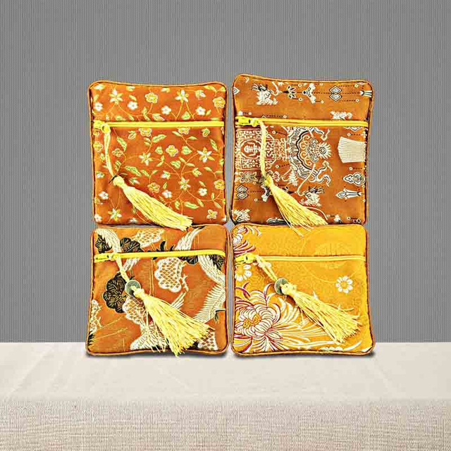 Fiasrel 11.5*11.5cm Chinese-style double-zipper jewelry bag