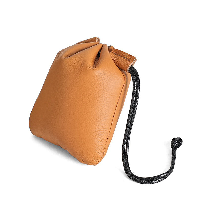 Fiasrel Drawstring top layer cowhide storage bag