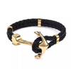 Fiasrel Stainless Steel Anchor Bracelet Silver Gold Metal Clasp Accessories Woven Men's Leather Bracelet Jewelry