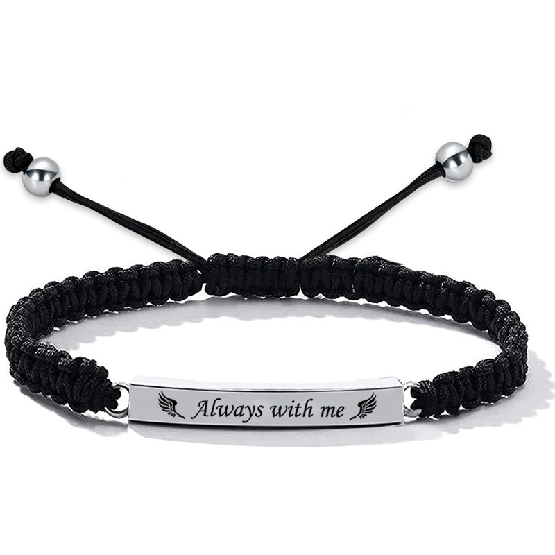 Fiasrel Fashion Jewelry Bracelets Engraving Bracelet Hand Woven Stainless Steel Keepsake Bangle Bracelet with Always with me