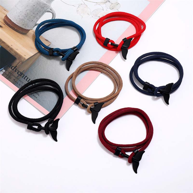 Fiasrel 14-color Men Women Jewelry Milan Rope Ocean Whale Tail Braided Bohemian Bracelet
