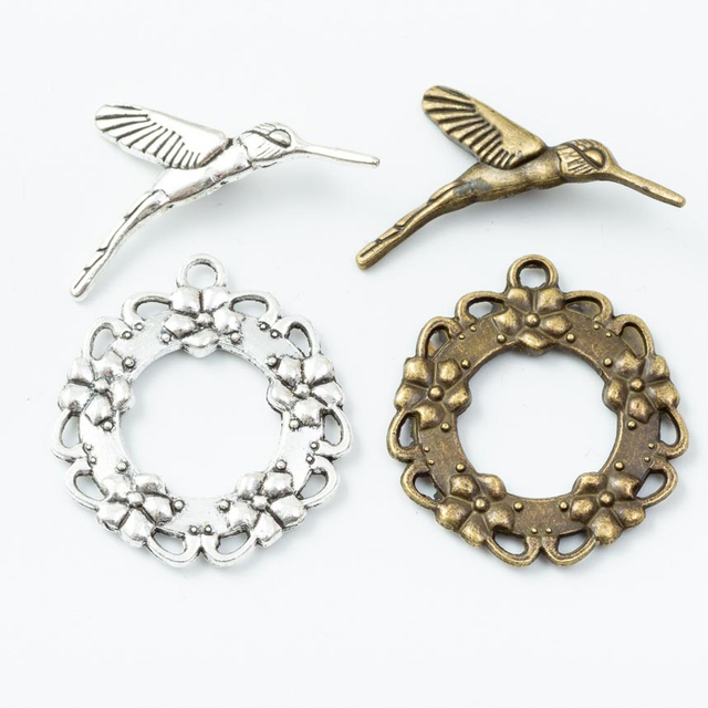 Fiasrel 10pcs Stainless Steel Hummingbird OT Toggle Clasps