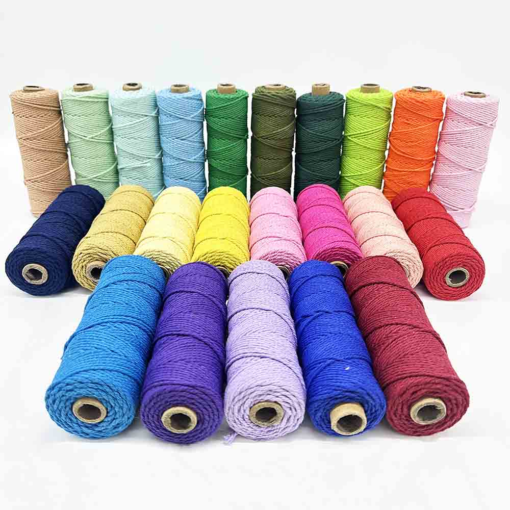 Fiasrel 2mm 23rolls 110yards/roll Cotton Rope Macrame Cord Yarn Kit