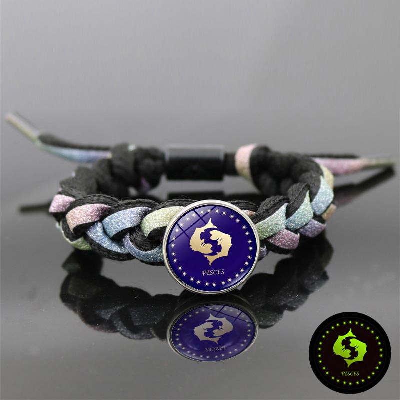 Fiasrel Twelve Constellation Bracelet Multi-Layered Luminous Reflective Alloy Bracelets