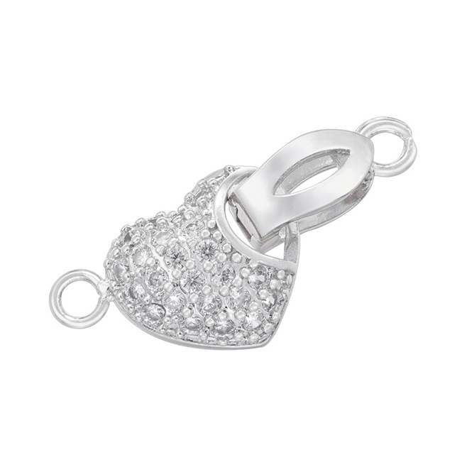 Fiasrel 2pcs Fashion Jewelry Accessories Silver Gold Plated Copper Flower Heart Connector Clasp