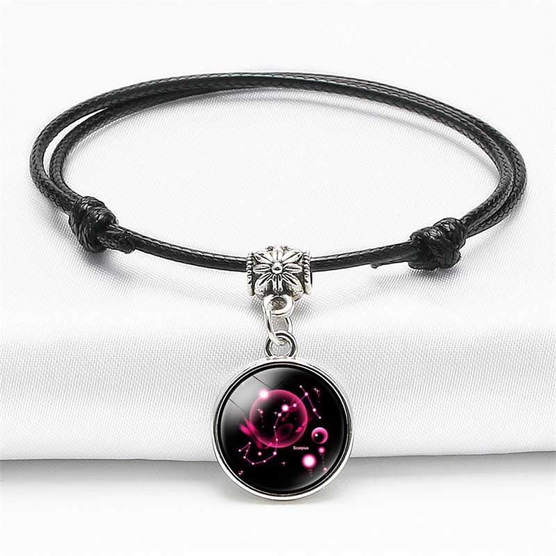 Fiasrel 12 Constellation Bracelet Leather Adjustable Wristband