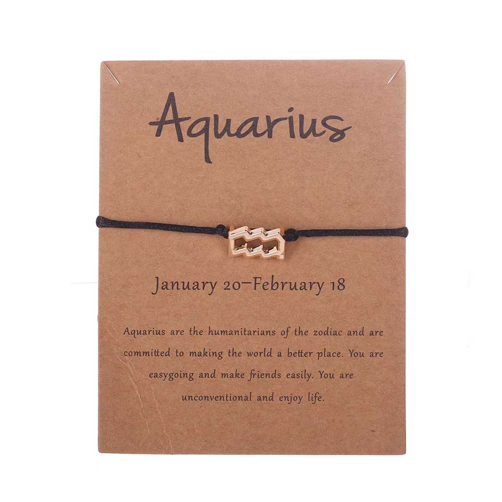 Fiasrel Alloy Horoscope Bracelet 12 Zodiac Jewelry Make A Wish Knotted Bracelet with Card