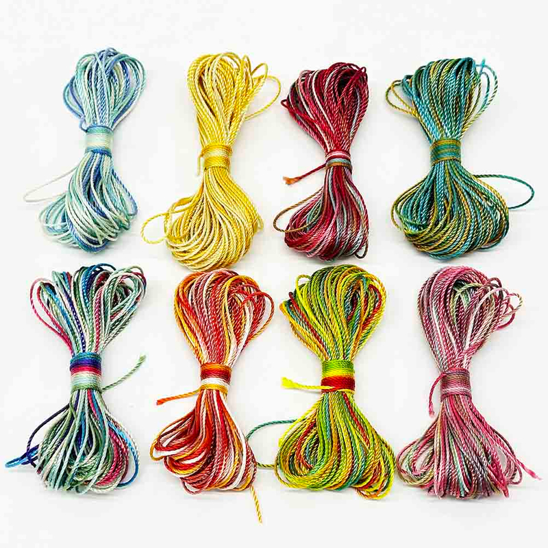 Fiasrel 8pcs/set 18 Strands 100% Polyester Thread Weaving Crafts Multi Color Sewing Threads Polyester Rainbow Thread