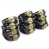 Fiasrel Zodiac Sign Horoscope Men's Leather Bracelet Vintage Retro Charm Wristband Male Jewelry Gifts