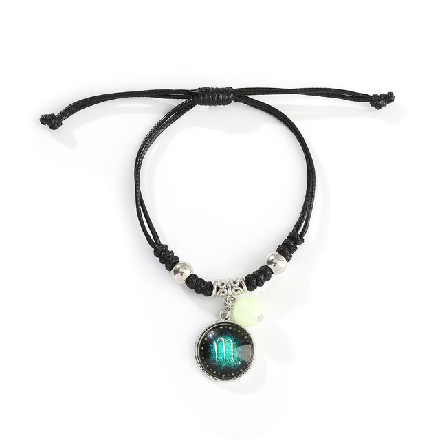 Fiasrel Luminous 12 Zodiac Signs Birthday Gift Bracelet Valentine's Day Couple Best Friends Handwoven Bracelet