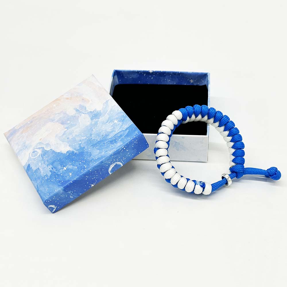 Fiasrel Handmade Blue and White Color String Cord Braided Adjustable Friendship Bracelets