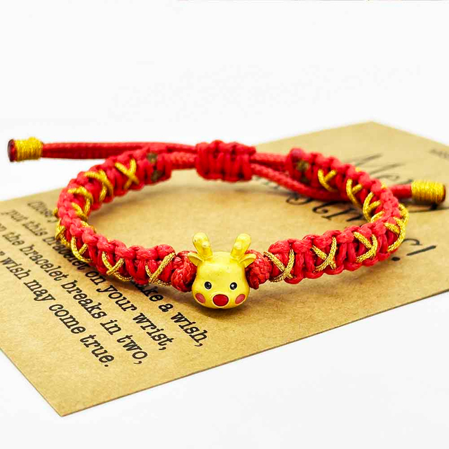Fiasrel Adjustable Red String Braided Friendship Bracelet Gifts Cute Christmas Deer Charm Lucky Bracelets