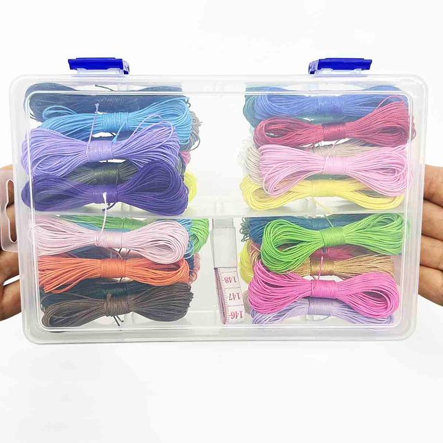 Fiasrel 0.5mm Waxed Cord Kit: 44color 10yards 200pcs Beads Wax Cord String Set