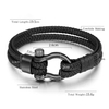 Fiasrel Leather Rope Braided Horseshoe Buckle Stainless Steel Bracelet Men's Accessories Titanium Steel Vintage Jewelry