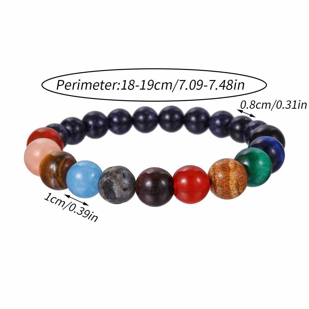 Fiasrel Universe Galaxy eight planets Sun universe Elastic Natural Stones Gemstones Bracelets Bangles
