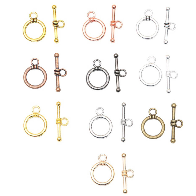 Fiasrel 10pcs Round Connector Lock Clasp Alloy Chain End Necklace OT Clasps