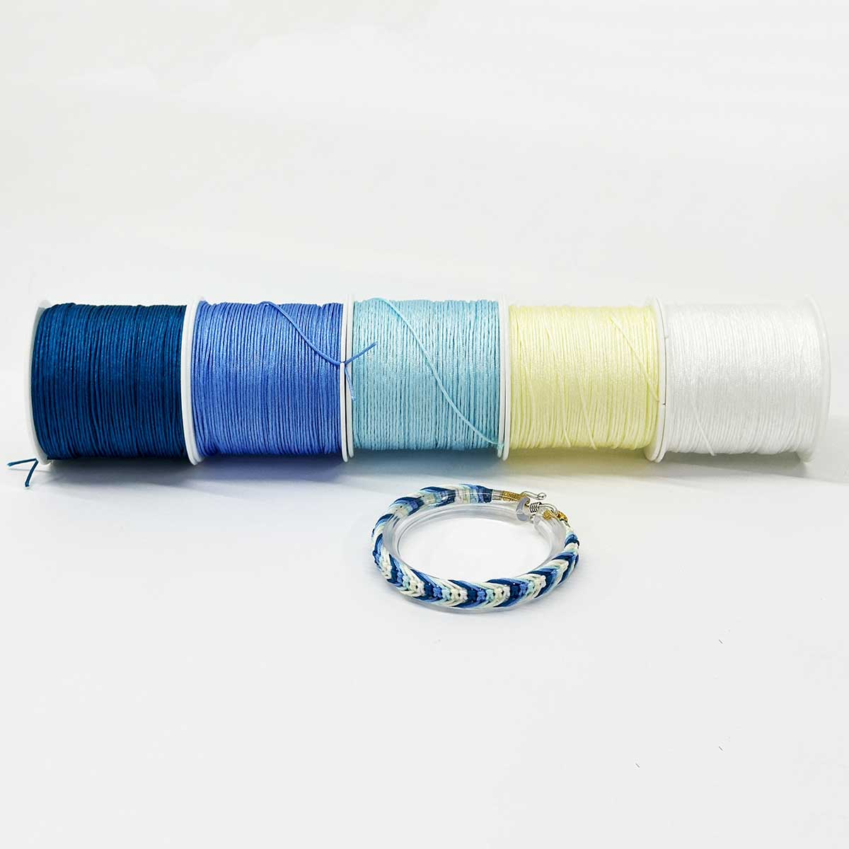 Fiasrel No.72 0.8mm 5rolls 43yards/roll Bright Sky Series Polyester Cord Beading Thread Bracelet Braided Jade Rope String