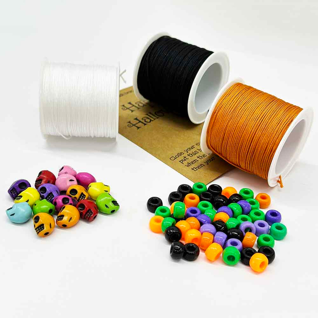 Fiasrel Halloween Thread Kit: 0.6/0.8/1.0/1.5mm 5/10/20yards Nylon Knot Macrame Cord Rope Hand-Woven Halloween Jade Thread