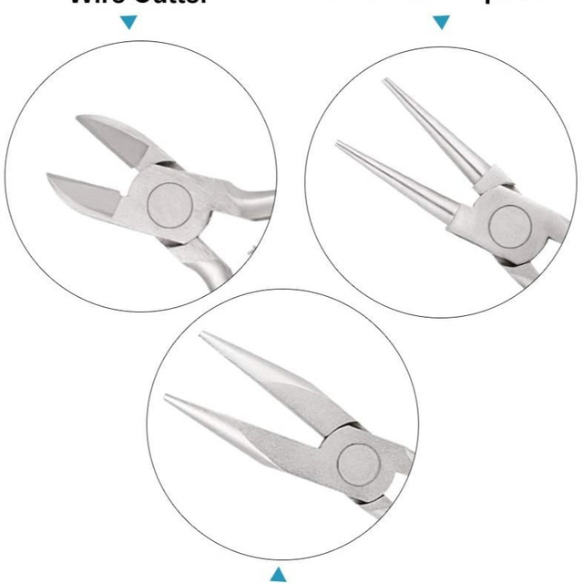 Fiasrel 3pcs Needle Nose Chain Nose Round Nose And Wire Cutter Jewelry Pliers Kit