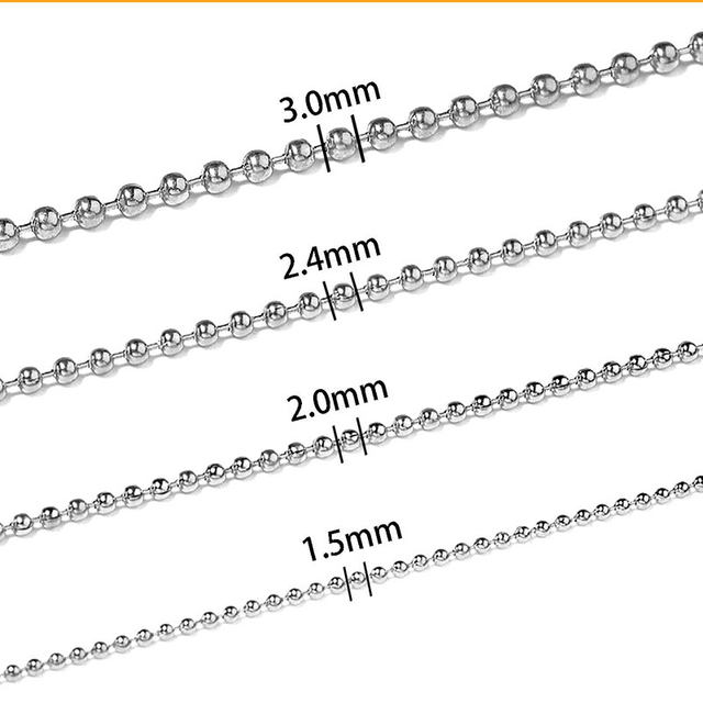 Fiasrel 2.4mm Stainless Steel Bead Chains Jewelry Ball Chains DIY Cable Chains for Jewelry Making Necklace 