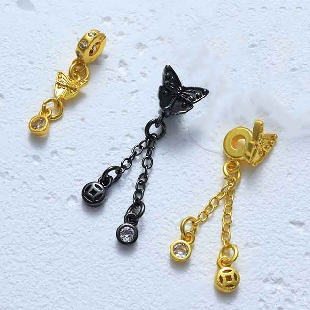 Fiasrel 5pcs Necklace Butterfly Pendant Chain Extension End Tails Drop Bead Charms for Delicate Necklace Bracelet Making