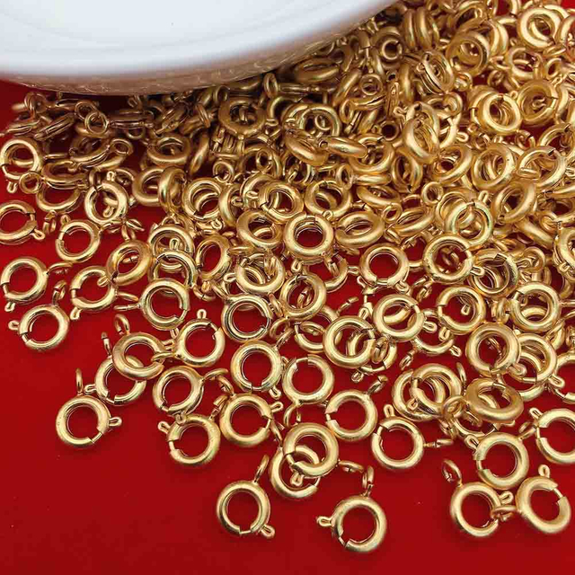 Fiasrel 10/50pcs Jewelry Bulk Making Brass Spring Ring Clasp