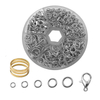 Fiasrel 1041pcs/Box DIY Jewelry Findings Components Kit Gold Split Rings Opening Jump Ring Lobster Clasp Kit