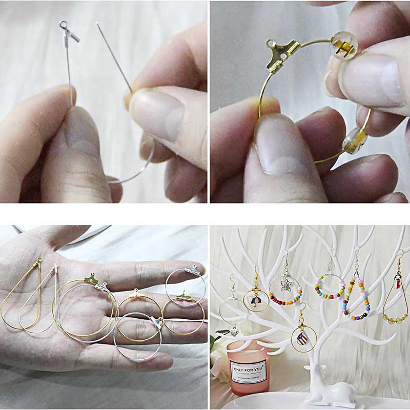 Fiasrel 20pcs 20-40mm Big Round Teardrop Hoops Earrings Dangle Clasp Ear Wires Hooks DIY Circle Earring Findings Jewelry Making Accessories