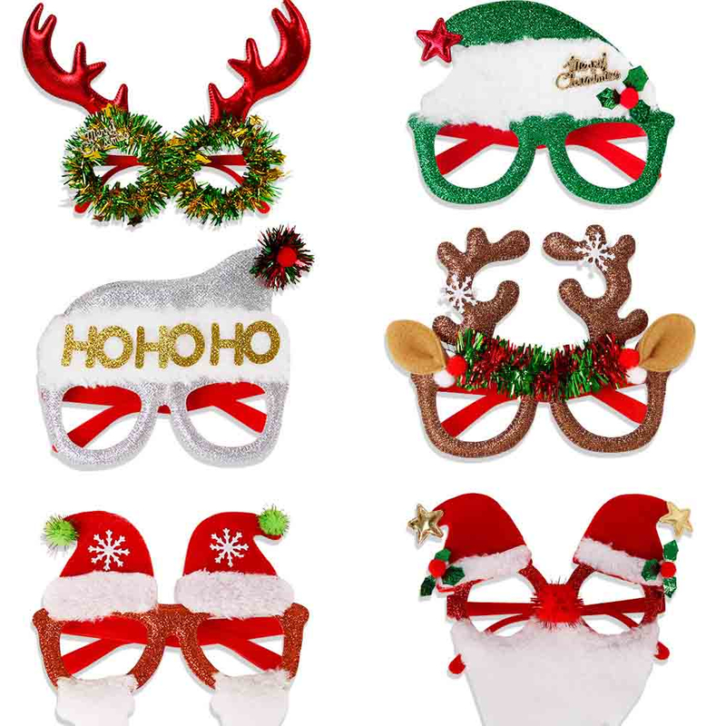 Fiasrel Christmas Glasses Glitter Holiday Party Glasses Frame Christmas Decoration Eyeglasses