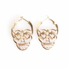 Fiasrel 1pair Spooky Skull Featured Silver Plated Halloween Drop Hoop Earrings for Women Girls