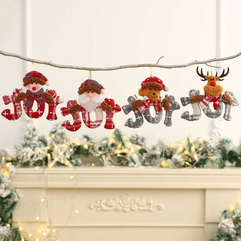 Fiasrel 1/4pcs Christmas Decorations Tree Hanging Gift Santa Elk Snowman Decoration Gift
