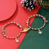 Fiasrel 1pair Christmas Couple Cord Bracelet Gifts Beaded Cord Bracelet Sets Woven Charm Kids Christmas Rope Gifts Bracelet Kit 