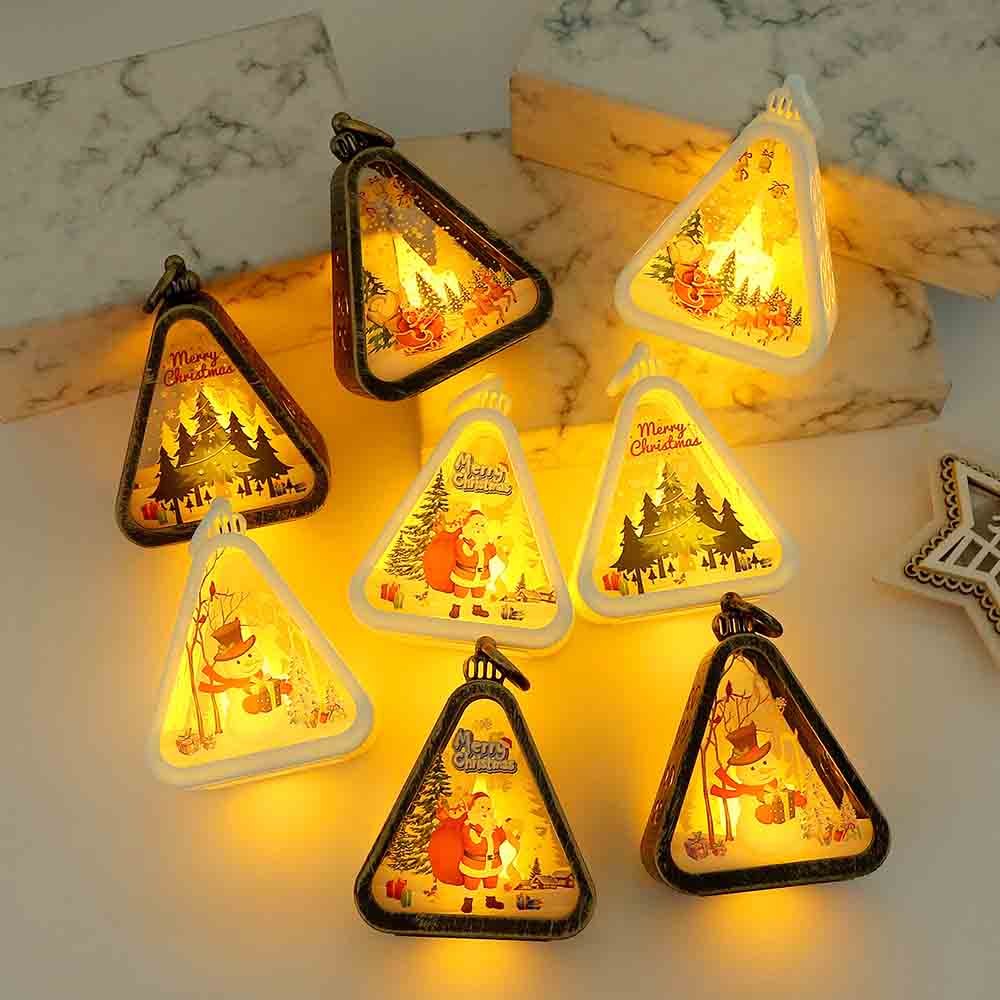 Fiasrel Christmas Vintage Lanterns Christmas Decorations Small Kids Night Lights Gifts Display Windows Desktop Ornaments Props Atmosphere Wind Lights