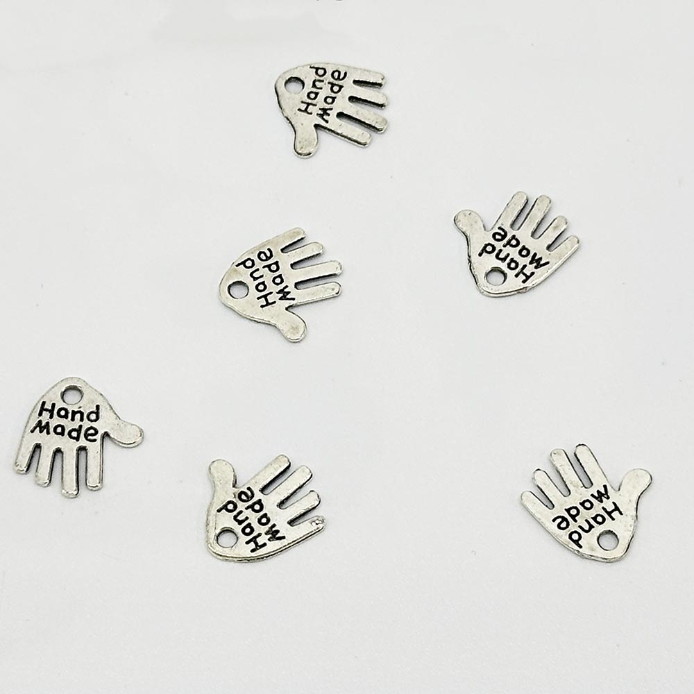 Fuasrel 20pcs 12*13mm Vintage Lucky Palm Charms Environmental Alloy Letter Nail Charms Jewelry Pendants Beads