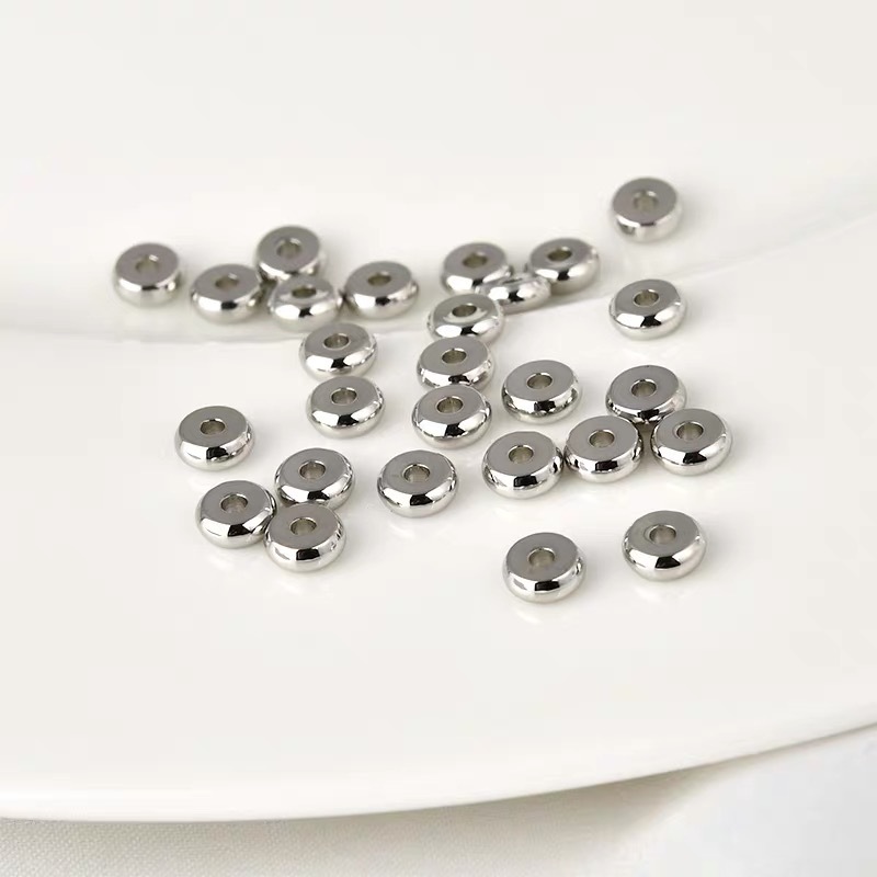 Fiasrel 100pcs Jewelry Accessory Gold Spacers Beads Bracelets Copper Spacer Loose Beads for Jewelry Making