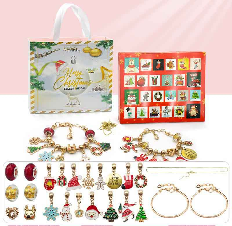 Fiasrel DIY Kids Educational Toys Light Luxury Christmas Bracelet Making Kit for Children Bracelets Set Christmas Gift