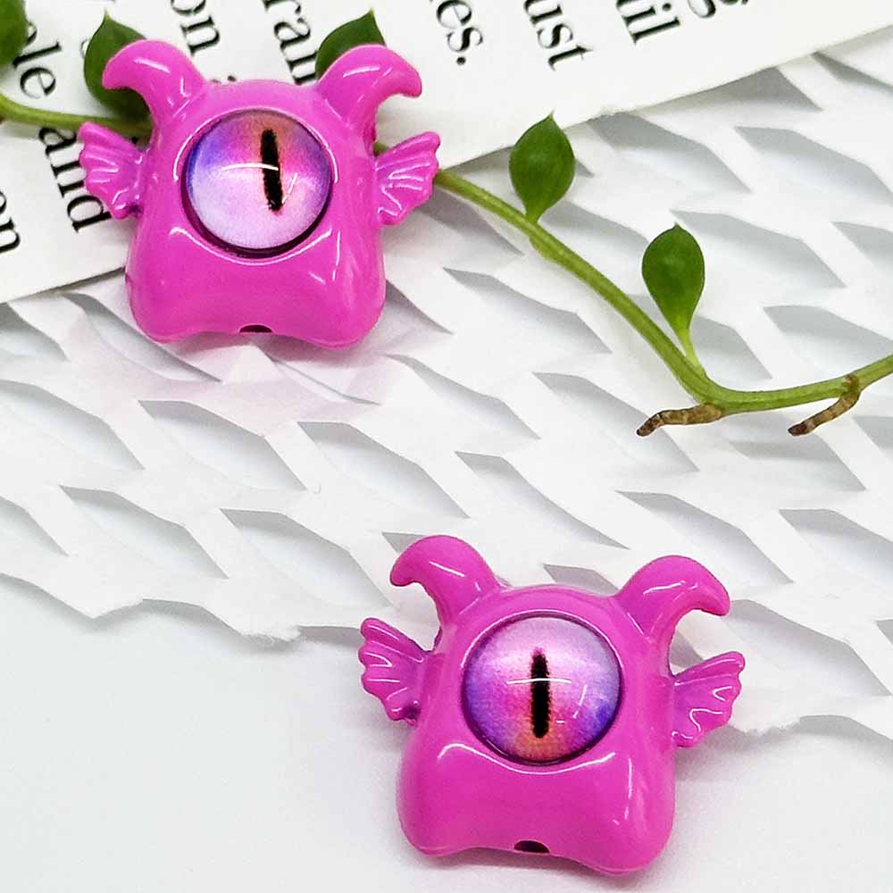 Fiasrel 10pcs Alloy Painted Metal Fashion Beadss Small Cyclops Charms Beads for DIY Jewelry Making