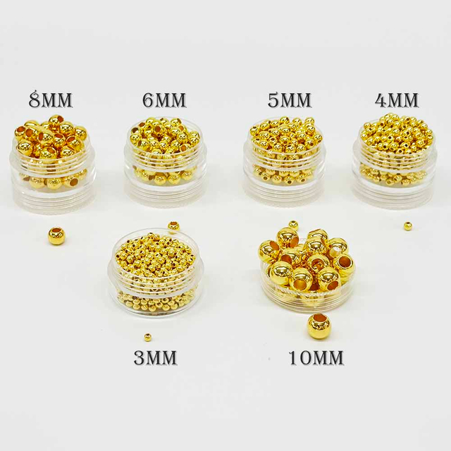Fiasrel 3mm-10mm Golden Plated Loose Spacer Beads Vacuum Plating Plastic Beads for Jewelry Making