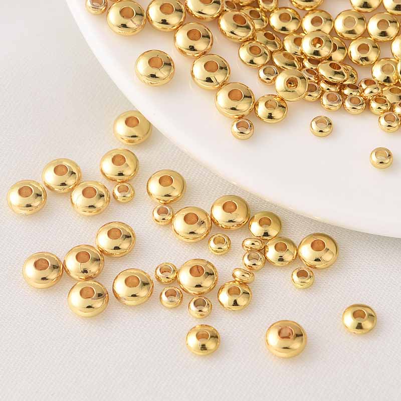 Fiasrel 50pcs Jewelry Findings Loose Disc Beads DIY Jewelry Accessories Brass Loose Spacer Beads